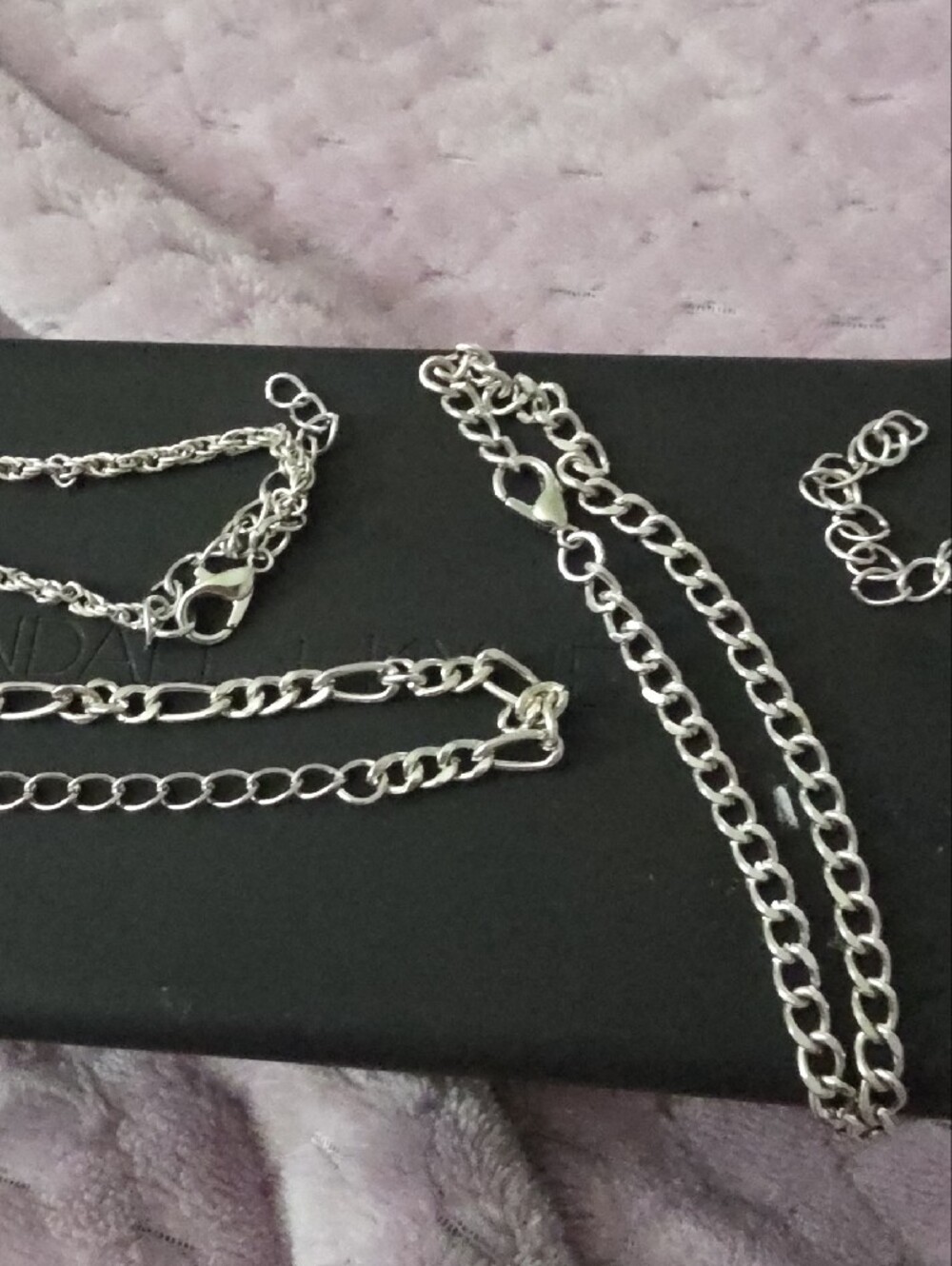 Sterling Silver Tone Link Chain Necklace/ Braclete  Jewelry  Set Of 3 - Picture 6 of 7